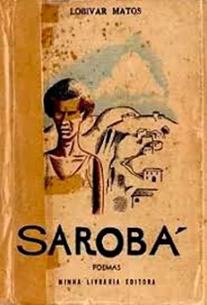 Capa do livro Sarobá, de Lobivar Matos, com o desenho de um rosto e casas de uma cidade.